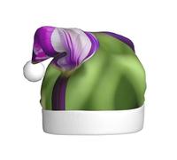 CPyuqw Festive Christmas Hat for Adults - Unisex Santa Hat with Purple Tulip Print Design, Warm Holiday Headwear