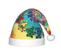 CPyuqw Festive Dancing thanksgiving bear Print Santa Hat for Kids â€“ Warm Holiday Headwear for Winter Parties, Xmas & New Year Celebrations