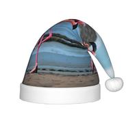 CPyuqw Festive flamingos on the beach Print Santa Hat for Kids â€“ Warm Holiday Headwear for Winter Parties, Xmas & New Year Celebrations
