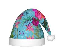 CPyuqw Festive Hello Hawaii Print Santa Hat for Kids â€“ Warm Holiday Headwear for Winter Parties, Xmas & New Year Celebrations