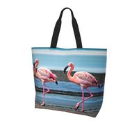 CPyuqw flamingos on the beach Print Shoulder Bag â€“ Large Reusable Tote Bag, Storage Tote for Shopping, Travel, & Daily Life Accessories