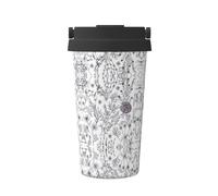 CPyuqw Flowering Herbs and Herbaceous Plants Print Carry Insulated Coffee Mug â€“ 500ml Travel Cup for Car, Office, Home â€“ Stylish Handle Tea Tumbler