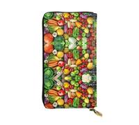 CPyuqw Fresh Fruits and Vegetables Print Leather Wallet for Women and Men â€“ Clutch with Card Holder, Coin Pocket & Checkbook Compartment