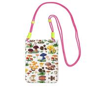 CPyuqw Fuchusia Carry Crossbody Purse for Women – Universal Japanese Painting mushroom Print Mobile Phone Bag, Lightweight for Outdoor Activities