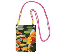 CPyuqw Fuchusia Carry Crossbody Purse for Women – Universal Japanese Pretty Koi Fish Print Mobile Phone Bag, Lightweight for Outdoor Activities
