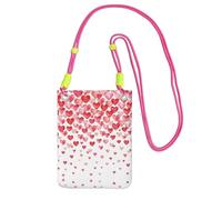 CPyuqw Fuchusia Carry Crossbody Purse for Women - Universal Falling Red Hearts Print Mobile Phone Bag, Lightweight for Outdoor Activities
