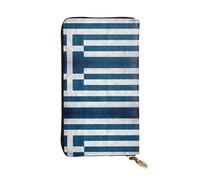 CPyuqw Greek Flag Print Leather Wallet for Women and Men - Clutch with Card Holder, Coin Pocket & Checkbook Compartment
