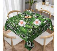 CPyuqw Green Leaves of Palm Tree Tropical Plant Print Tablecloth â€“ Square Dining Tablecloth for Kitchen Decor, Cafes, Offices & Holiday Gatherings 54"x54"