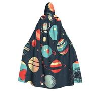 CPyuqw Halloween Hooded Cloak Costume Cape â€“ Adult Unisex Outer Space Planet Print Robe for Cosplay, Witch, Jedi, Wizard, Magician