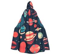 CPyuqw Halloween Hooded Cloak Costume Cape â€“ Adult Unisex Outer Space Planets Print Robe for Cosplay, Witch, Jedi, Wizard, Magician