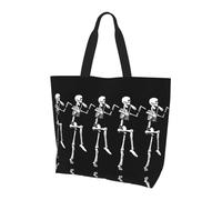 CPyuqw Halloween Posable Skeleton Skull Print Shoulder Bag - Large Reusable Tote Bag, Storage Tote for Shopping, Travel, & Daily Life Accessories