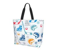 CPyuqw Hockey Elements Creative Patterned Print Shoulder Bag â€“ Large Reusable Tote Bag, Storage Tote for Shopping, Travel, & Daily Life Accessories