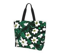 CPyuqw Hunter Green Floral Petals Pattern Print Shoulder Bag - Large Reusable Tote Bag, Storage Tote for Shopping, Travel, & Daily Life Accessories