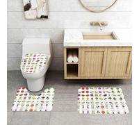 CPyuqw Introduction of various vegetables Print 3-Piece Bathroom Rugs Set â€“ Soft U-Shaped Mats, Flannel Dressing Table Rug for Bathroom & Shower