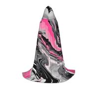 CPyuqw L Halloween Hooded Cape â€“ Unisex Pink Abstract Marble Gray Artistic Print Cosplay Robe for Víspera de Todos los Santos, Party, Carnival