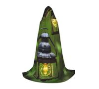 CPyuqw L Unisex Fireflies and Lantern Print Halloween Hooded Cosplay Robe