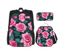 CPyuqw Lightweight Pink Roses Picture Print School Bag 15 Inch Book Bag