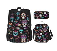 CPyuqw Lightweight Sugar and Skulls Style Print School Bag 15 Inch Book Bag