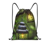 CPyuqw M Drawstring Fireflies and Lantern Print Bags Backpack Adjustable