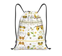 CPyuqw M Drawstring Flying Bees Daisy Honey Print Bags Backpack Adjustable