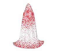 CPyuqw M Halloween Hooded Cape â€“ Unisex Falling Red Hearts Print Cosplay Robe for Víspera de Todos los Santos, Party, Carnival
