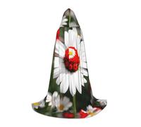 CPyuqw M Halloween Hooded Cape â€“ Unisex Flower and White Daisy Print Cosplay Robe for Víspera de Todos los Santos, Party, Carnival