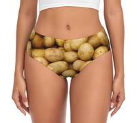 CPyuqw M Women's Briefs - Soft Stretch Garden Potatoes Print Bikini Underwear with Elastic Waistband, Comfortable Everyday Wear Black