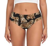 CPyuqw M Women's Briefs - Soft Stretch Golden Retrievers Print Bikini Underwear with Elastic Waistband, Comfortable Everyday Wear
