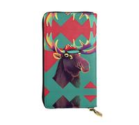 CPyuqw Moose Print Leather Wallet for Women and Men - Clutch with Card Holder, Coin Pocket & Checkbook Compartment