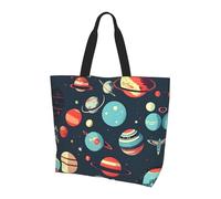 CPyuqw Outer Space Planet Print Shoulder Bag â€“ Large Reusable Tote Bag, Storage Tote for Shopping, Travel, & Daily Life Accessories