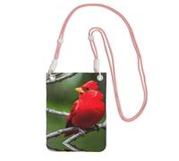 CPyuqw Pink Carry Crossbody Purse for Women â€“ Universal beautiful red Birds Print Mobile Phone Bag, Lightweight for Outdoor Activities