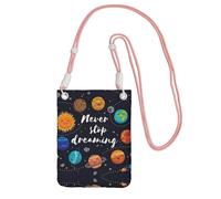 CPyuqw Pink Carry Crossbody Purse for Women â€“ Universal Cute Planet Print Mobile Phone Bag, Lightweight for Outdoor Activities
