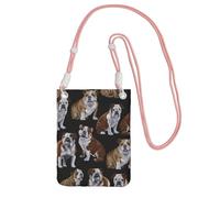 CPyuqw Pink Carry Crossbody Purse for Women – Universal English Bulldogs Print Mobile Phone Bag, Lightweight for Outdoor Activities