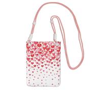 CPyuqw Pink Carry Crossbody Purse for Women â€“ Universal Falling Red Hearts Print Mobile Phone Bag, Lightweight for Outdoor Activities