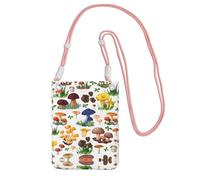 CPyuqw Pink Carry Crossbody Purse for Women – Universal Japanese Painting mushroom Print Mobile Phone Bag, Lightweight for Outdoor Activities