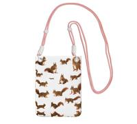 CPyuqw Pink Carry Crossbody Purse for Women - Universal Cute Squirrel Print Mobile Phone Bag, Lightweight for Outdoor Activities