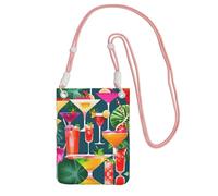 CPyuqw Pink Carry Crossbody Purse for Women - Universal Tropical Cocktail Print Mobile Phone Bag, Lightweight for Outdoor Activities