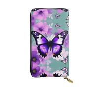 CPyuqw Purple Butterfly Print Leather Wallet for Women and Men â€“ Clutch with Card Holder, Coin Pocket & Checkbook Compartment