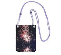 CPyuqw Purple Carry Crossbody Purse for Women – Universal Explosion Firework Print Mobile Phone Bag, Lightweight for Outdoor Activities
