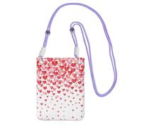 CPyuqw Purple Carry Crossbody Purse for Women â€“ Universal Falling Red Hearts Print Mobile Phone Bag, Lightweight for Outdoor Activities