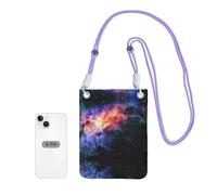 CPyuqw Purple Carry Crossbody Purse for Women â€“ Universal Galaxy in The Universe Print Mobile Phone Bag, Lightweight for Outdoor Activities