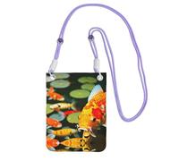 CPyuqw Purple Carry Crossbody Purse for Women â€“ Universal Japanese Pretty Koi Fish Print Mobile Phone Bag, Lightweight for Outdoor Activities