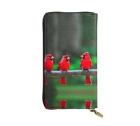 CPyuqw Red Cute Birds Print Leather Wallet for Women and Men â€“ Clutch with Card Holder, Coin Pocket & Checkbook Compartment
