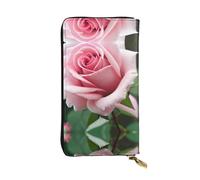 CPyuqw Rose Blossom Print Leather Wallet for Women and Men - Clutch with Card Holder, Coin Pocket & Checkbook Compartment