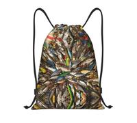 CPyuqw S Drawstring Fishing Bait Print Bags Backpack Adjustable