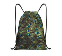 CPyuqw S Drawstring Fresh peacock Print Bags Backpack Adjustable