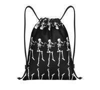 CPyuqw S Drawstring Halloween Posable Skeleton Skull Print Bags Backpack Adjustable