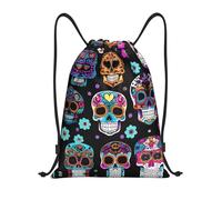 CPyuqw S Drawstring Sugar Skull Print Bags Backpack Adjustable