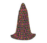 CPyuqw S Halloween Hooded Cape â€“ Unisex Hawaiian Flower Print Cosplay Robe for Víspera de Todos los Santos, Party, Carnival