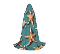 CPyuqw S Halloween Hooded Cape â€“ Unisex Sea Shell Starfish Print Cosplay Robe for Víspera de Todos los Santos, Party, Carnival